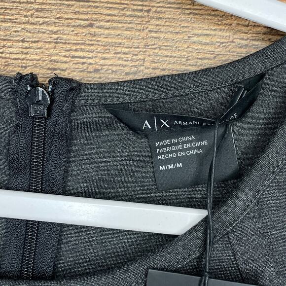 Armani Exchange Bodycon Cropped Sleeve Dress Charcoal Gray Size Medium NWT - Picture 4 of 9